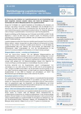 Marktbefragung Logistikimmobilien 2020 - Logistikimmobilien als Krisengewinner