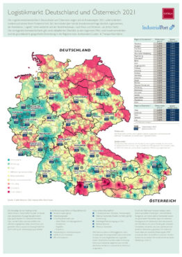 Karte Logistikmarkt Deutschland und Österreich 2021