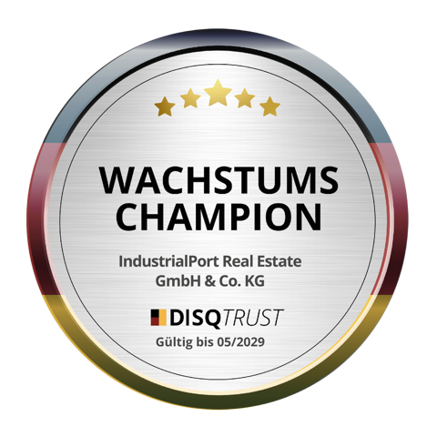 DISQTRUST Wachstums-Champion-Siegel für IndustrialPort Real Estate GmbH & Co. KG